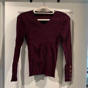 Source Unknown Deep Burgundy V-Neck Sweater
